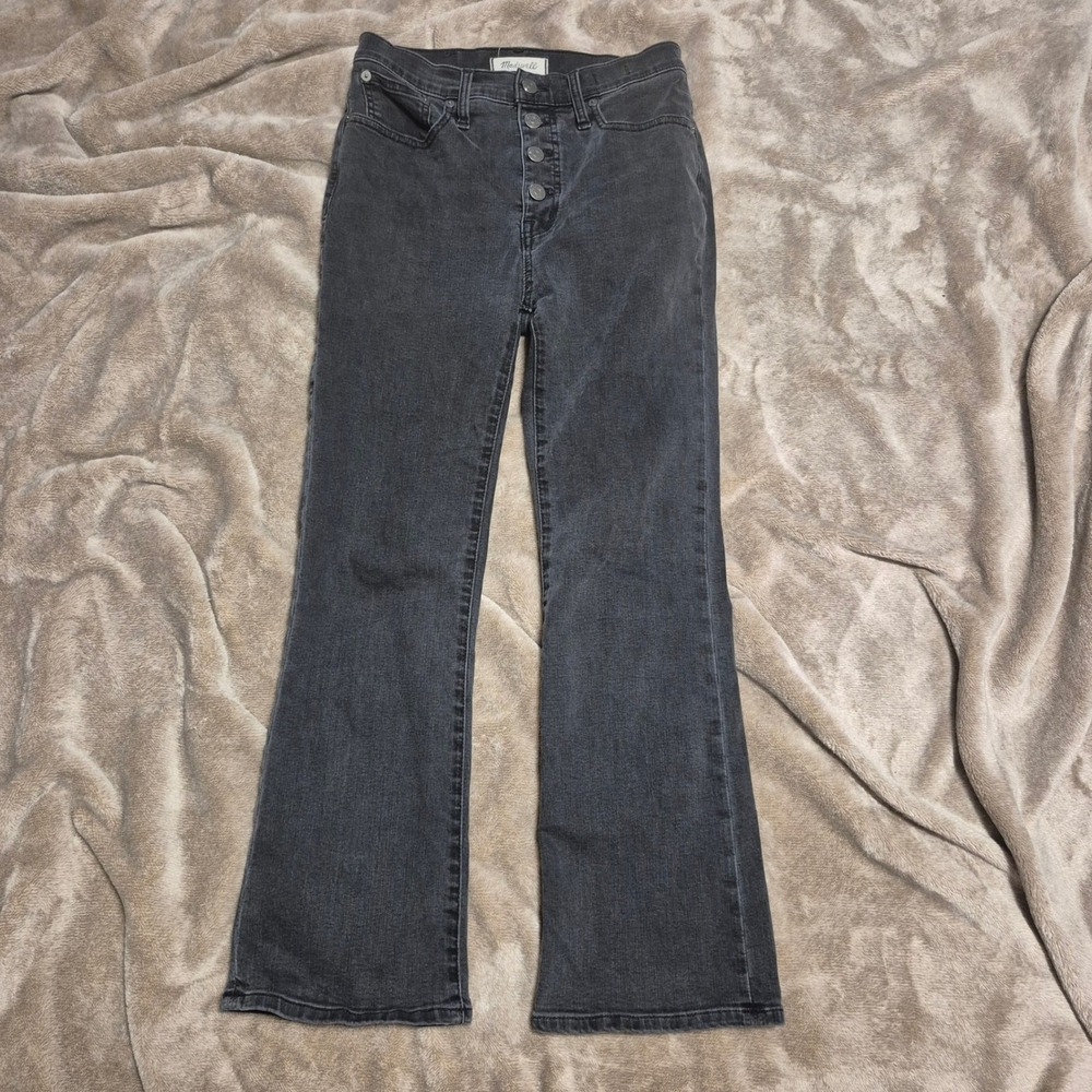 Madewell Cali Demi-Boot Jeans Faded Black Button Fly High Rise Size 26